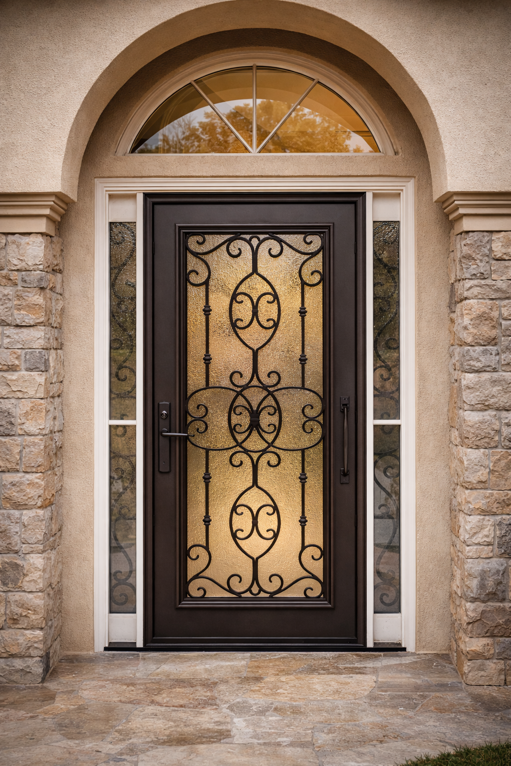 Wrought-Iron Steel Entry Door